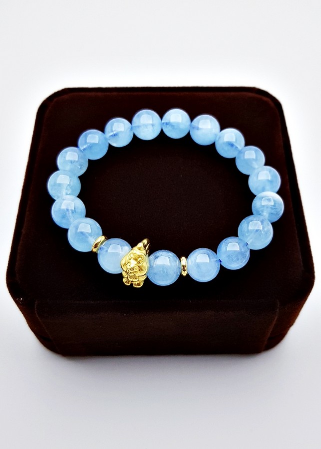 Lắc tay nam đá aquamarine tuổi dậu 10mm