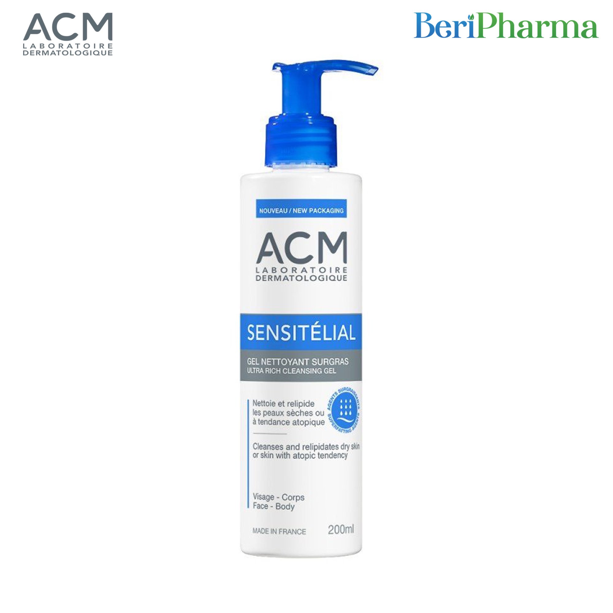 ACM Gel rửa mặt làm sạch cho da nhạy cảm Sensitelial Cleansing Gel 200ml
