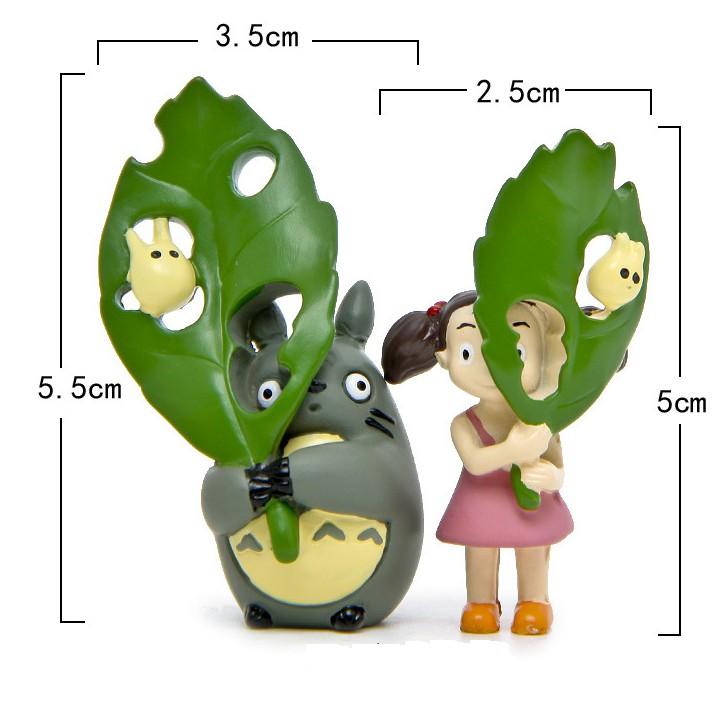 KHO-HN * Mô hình Tiểu Mei che lá với Chibi Totoro dùng trang trí tiểu cảnh, làm móc khóa, DIY