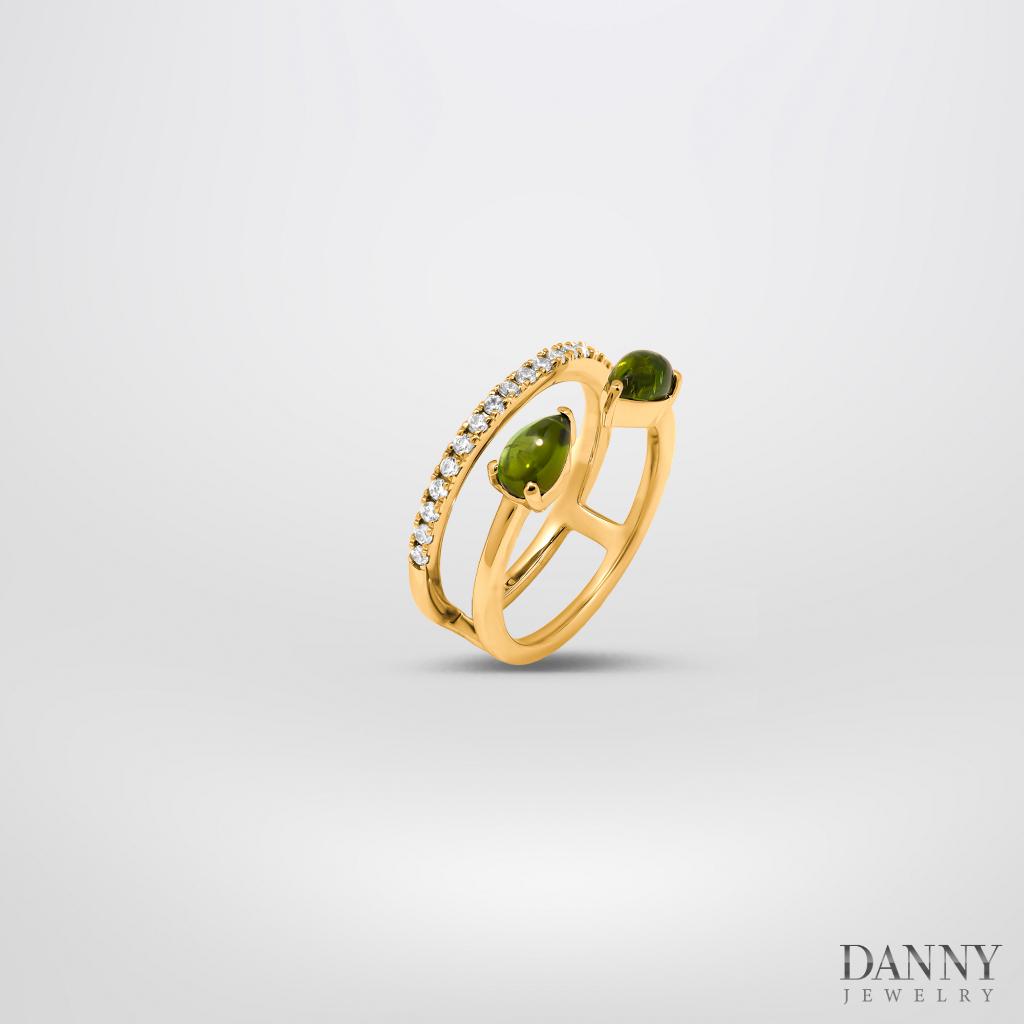 Nhẫn Nữ Danny Jewelry Bạc 925 Xi Rhodium/Vàng hồng/Vàng 18k Đính Đá Tourmaline Hình Giọt Nước N0096