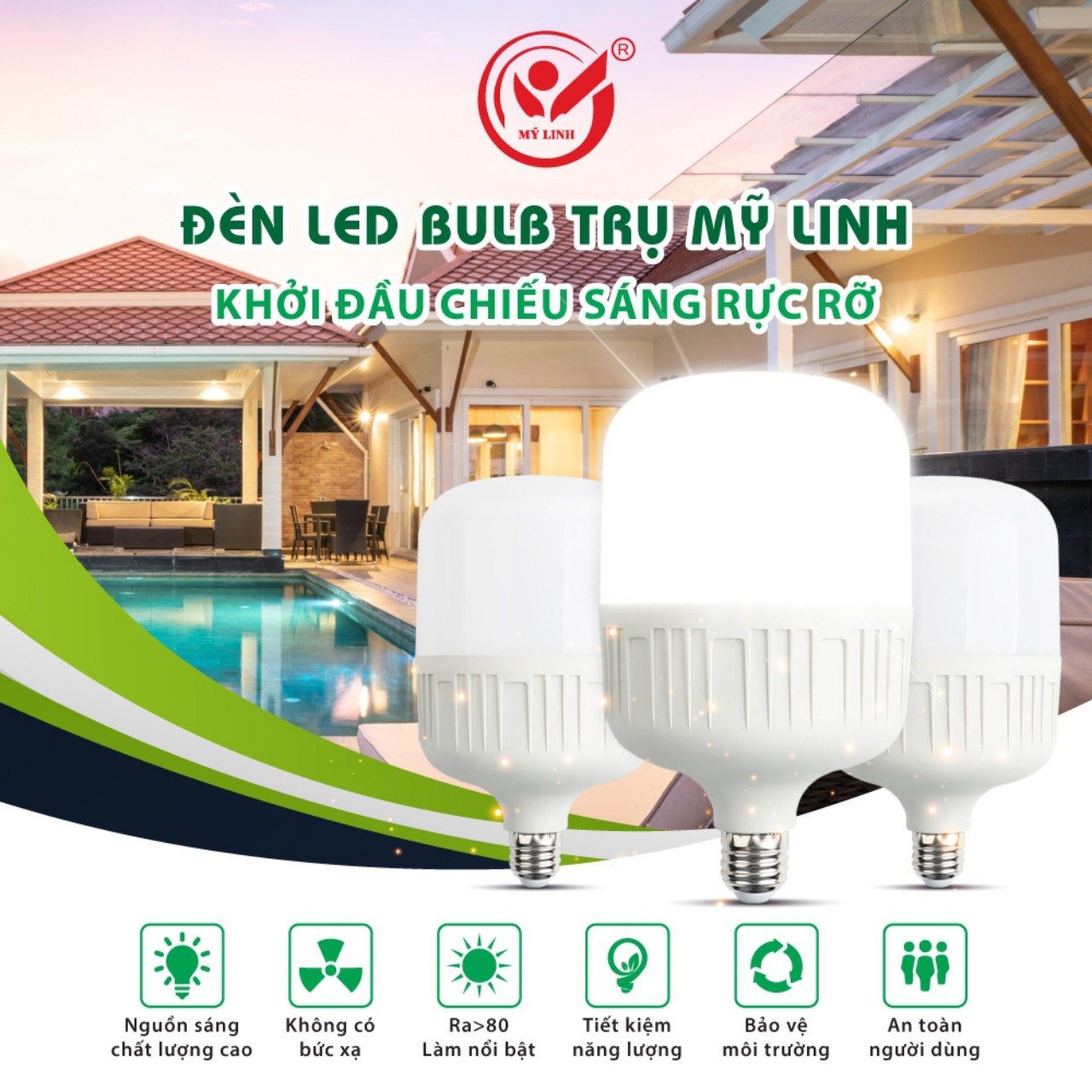 Led bulb trụ Mỹ Linh 30w