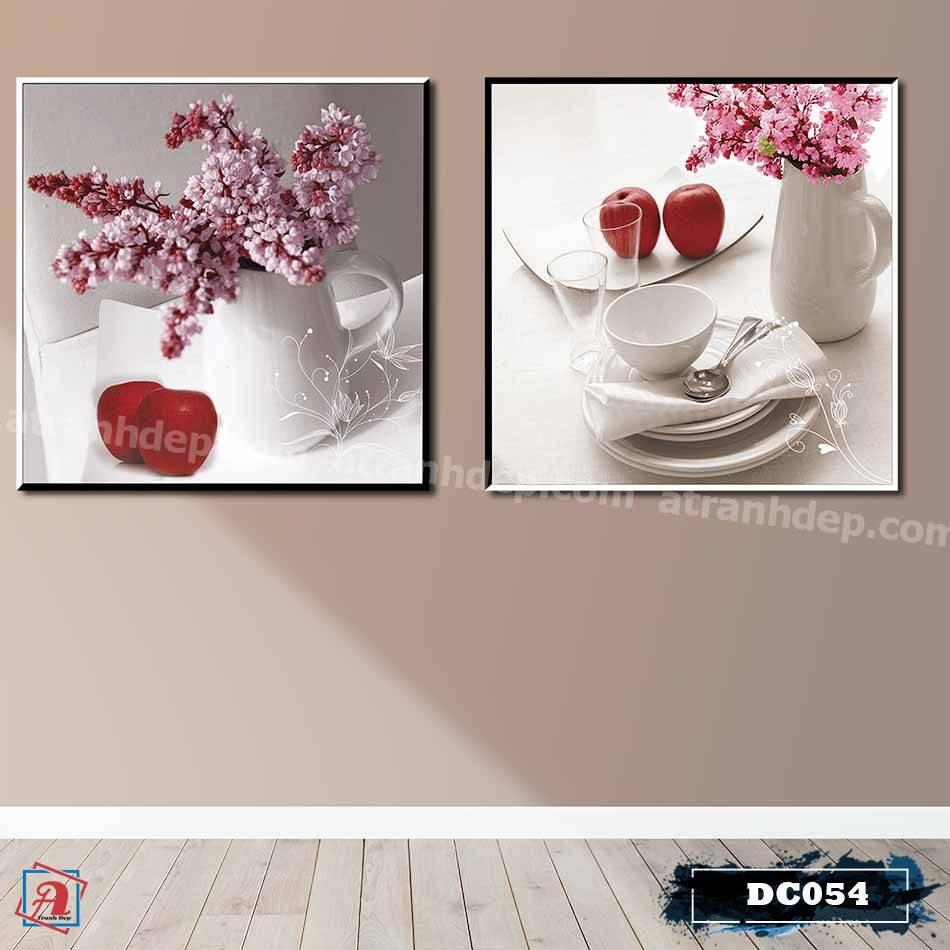 Bộ 2 tranh canvas treo tường Decor Bình hoa trang trí phòng ăn, phong cách hiện đại – DC054