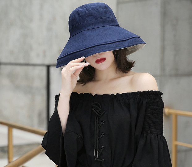 Mũ rộng vành chống nắng chống uv phong cách Hàn, nón chống nắng đội 2 mặt thời trang