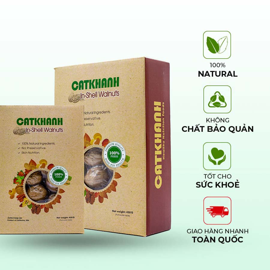 Quả óc chó hộp 450gr Cát Khánh - Nhập khẩu Mỹ