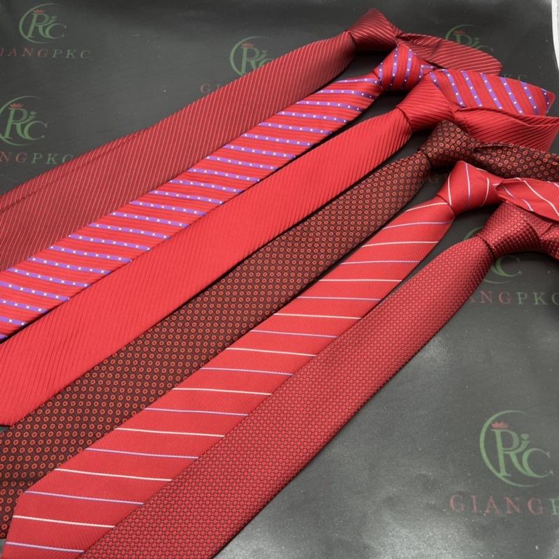 Cà vạt nam đỏ 6cm tự thắt công sở Giangpkc