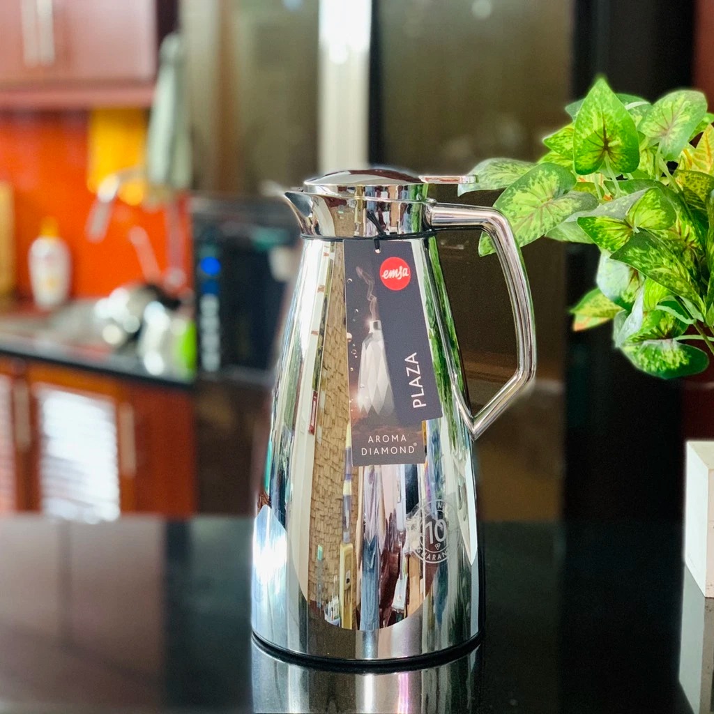 Bình giữ nhiệt Emsa PLAZA Isolierkanne Quick Tip, Chrom, 1,0 L màu inox - Đồ Gia Dụng Đức, Châu Âu - Homeliving