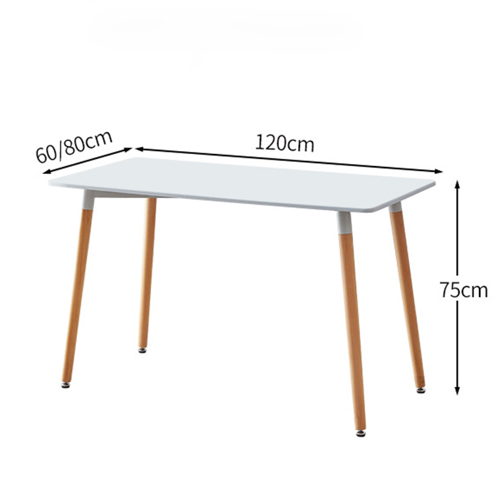 Bộ Bàn ăn 4-6 ghế màu trắng decor phòng ăn gia đình - Bàn ăn Eames 1m2 x 80cm và ghế nhựa Eames chân gỗ chắc chắn