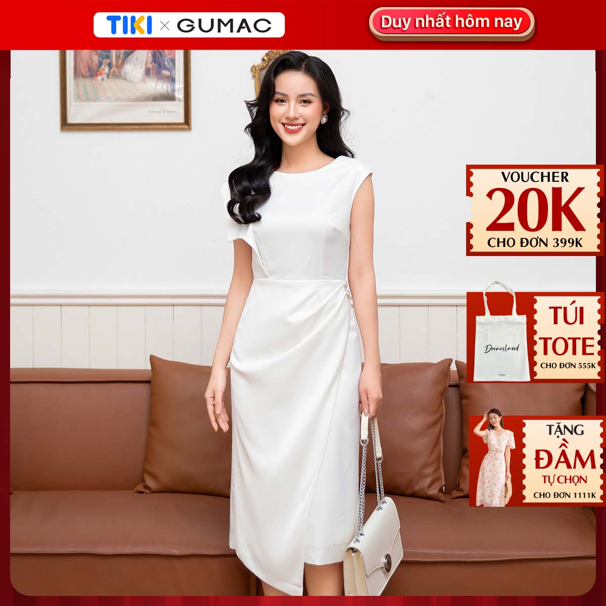 Đầm kiểu xếp nếp thời trang GUMAC DD10023