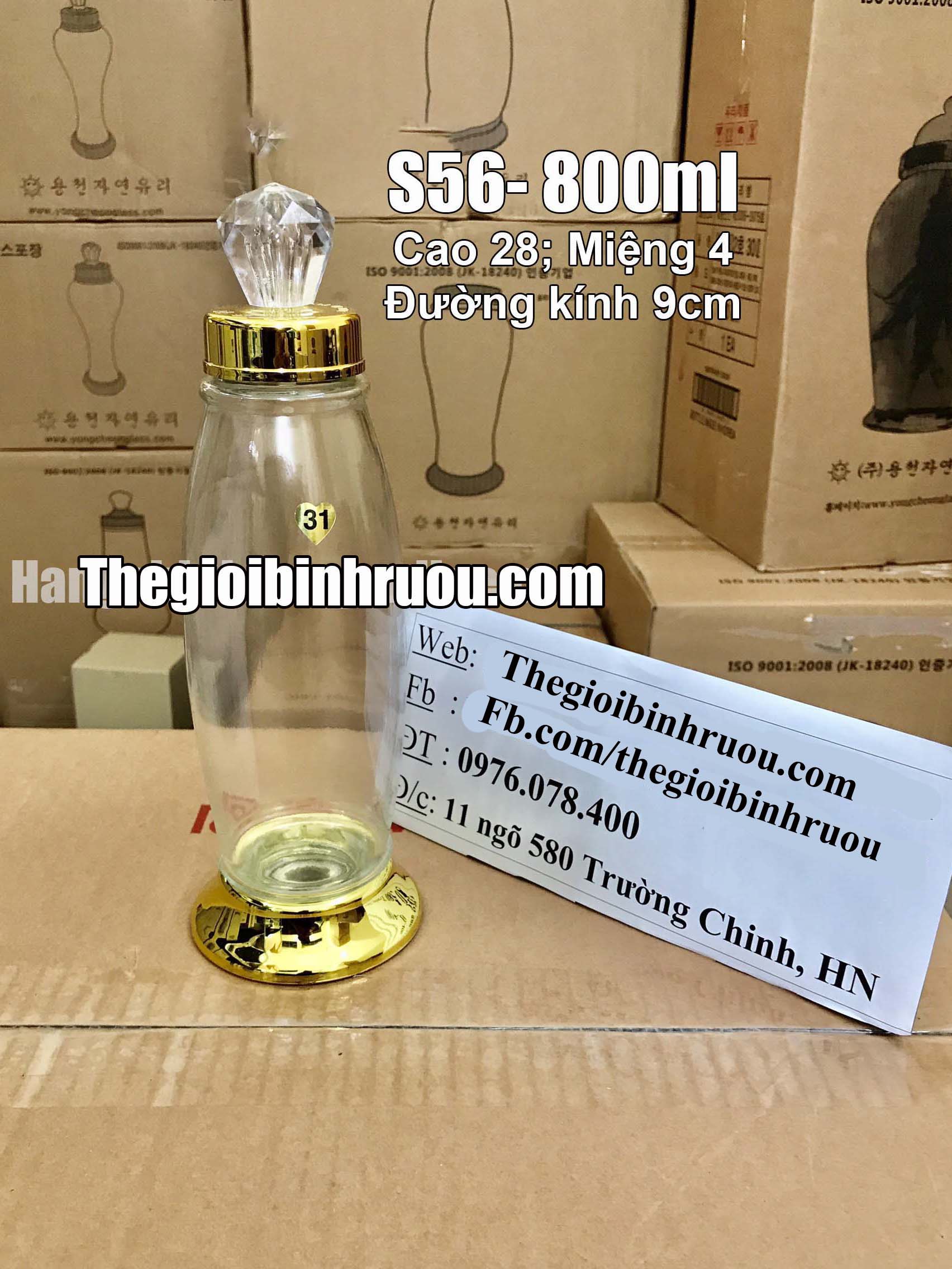 Bình Thủy Tinh Ngâm Rượu Hàn Quốc 800ml - Bình Hình Củ Sâm