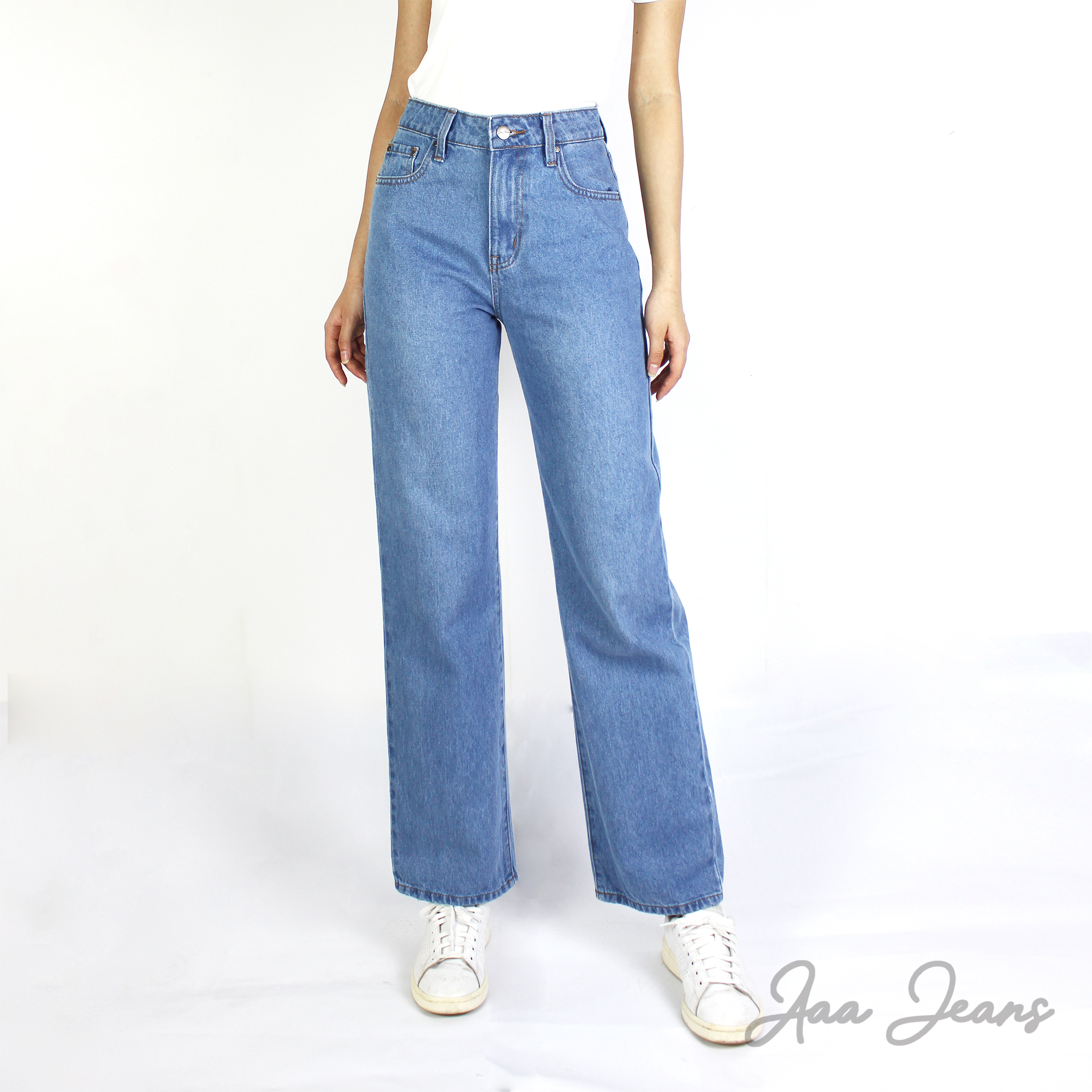 Quần Jean Ống Rộng Nữ Lưng Cao Baby Blue Aaa Jeans