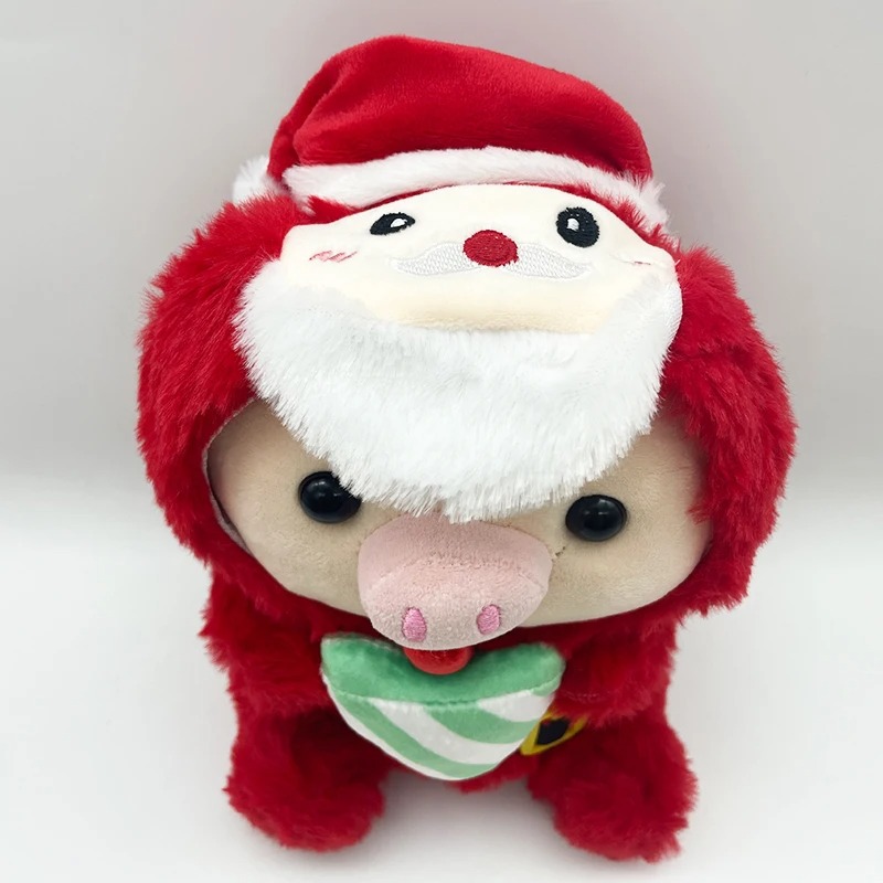 Thú nhồi bông heo cosplay đội nón - Size 35cm - Quà tặng gấu bông heo ôm bình sữa màu đỏ đáng yêu.