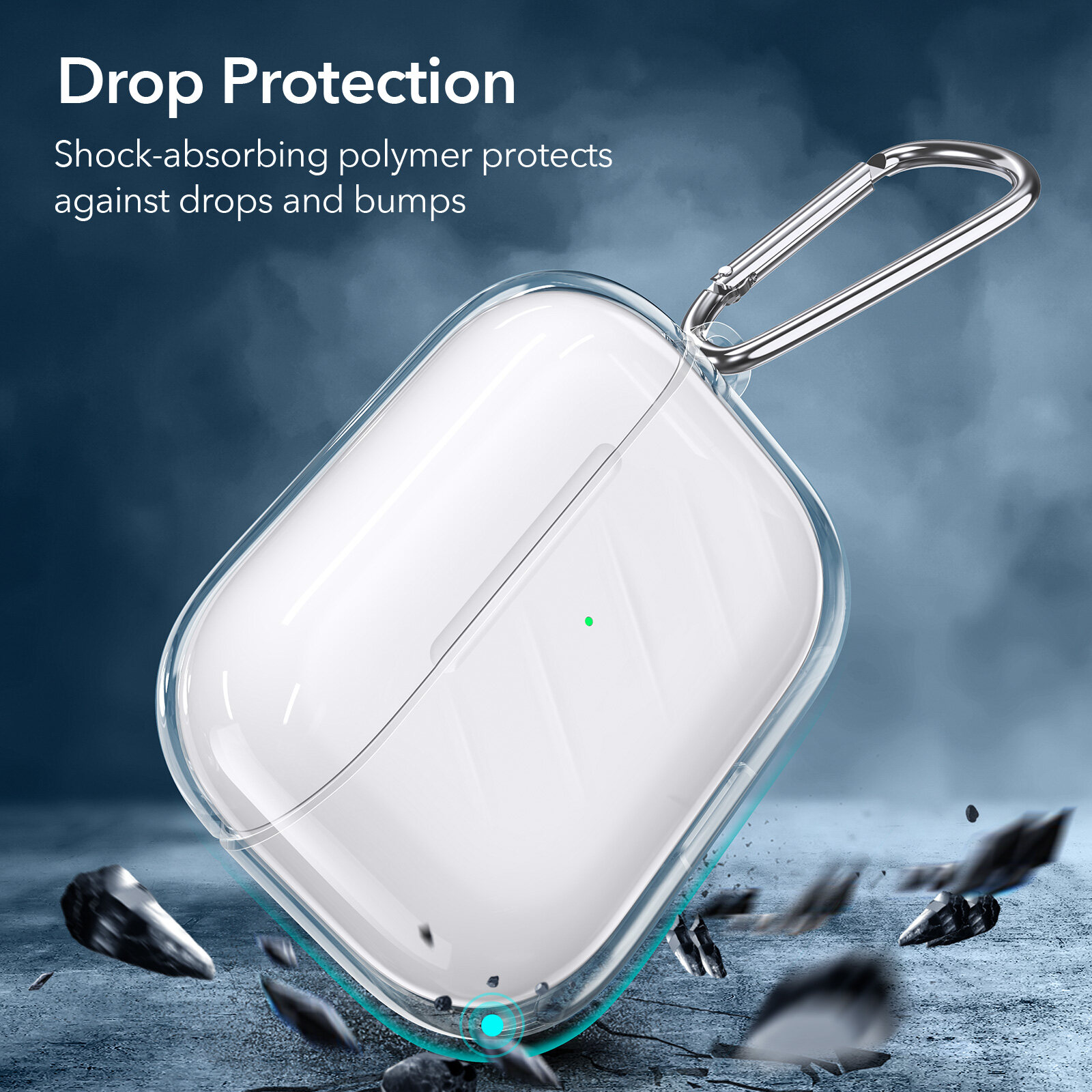 Bao Case ESR Air Ripple Crystal Clear dành cho AirPods Pro 2 (2022) và Airpods Pro - Hàng Chính Hãng