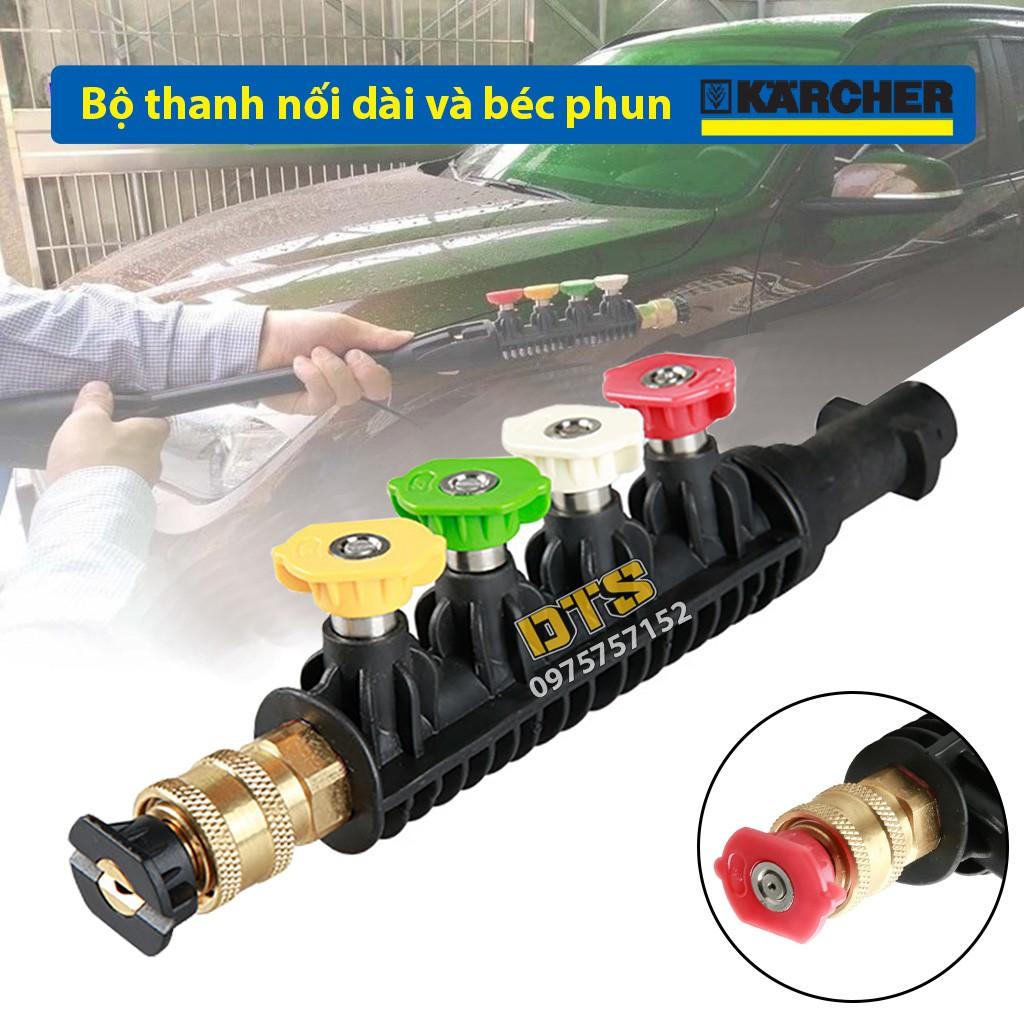 Ống nối nhanh béc phun, bộ đầu chuyển cho súng máy rửa xe Karcher K2 – K7, lõi ống Inox chịu áp lực cao, có khay lắp béc