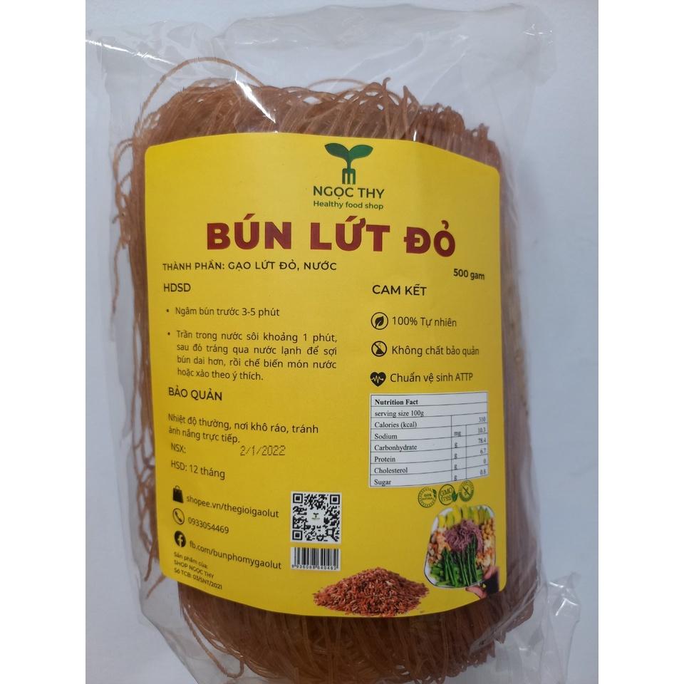 Hình ảnh Bún gạo lứt ĐỎ ăn eatclean ăn kiêng (sợi bún nhỏ) gói 500gr