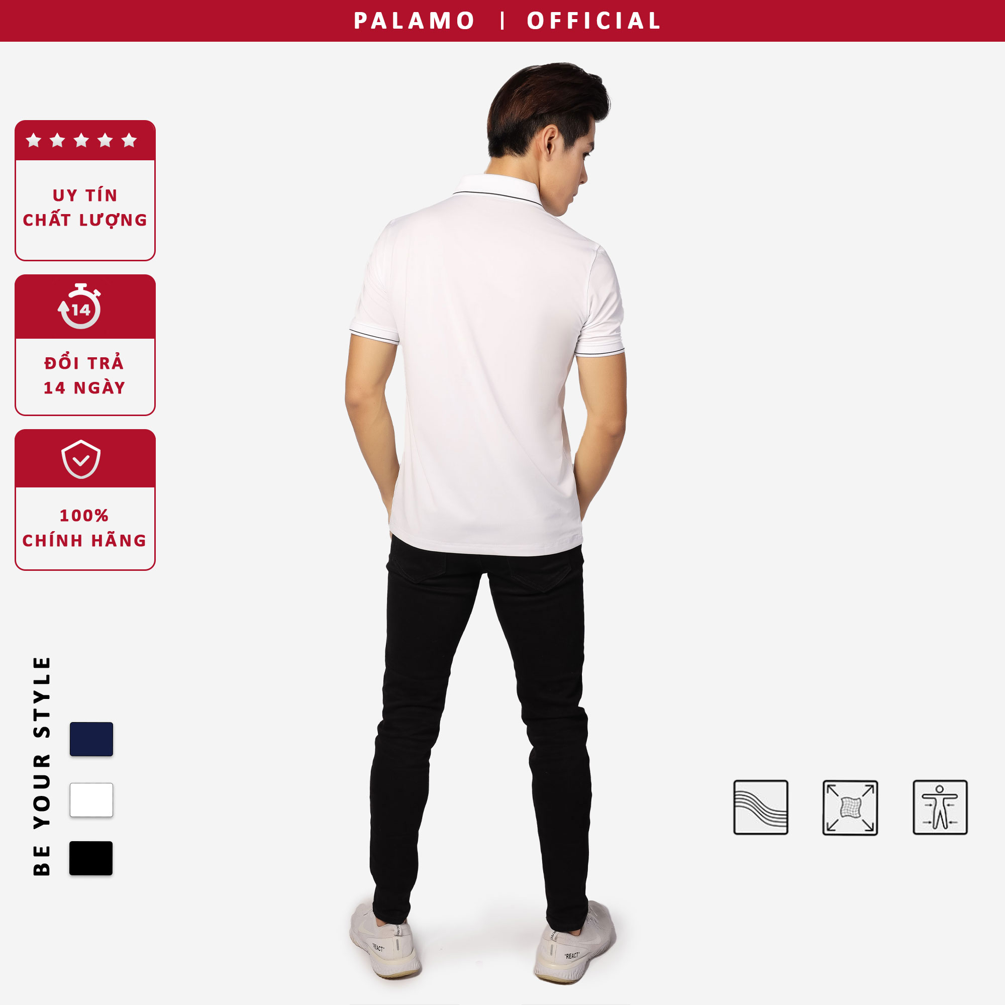 Áo thun polo nam Palamo classic coolmax regular fit / đen