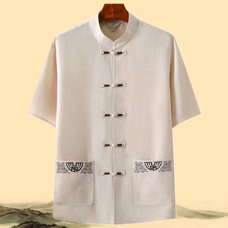 Đồ bộ trung niên nam cổ tàu chất vải đũi siêu mát- bộ đũi nam cho bố