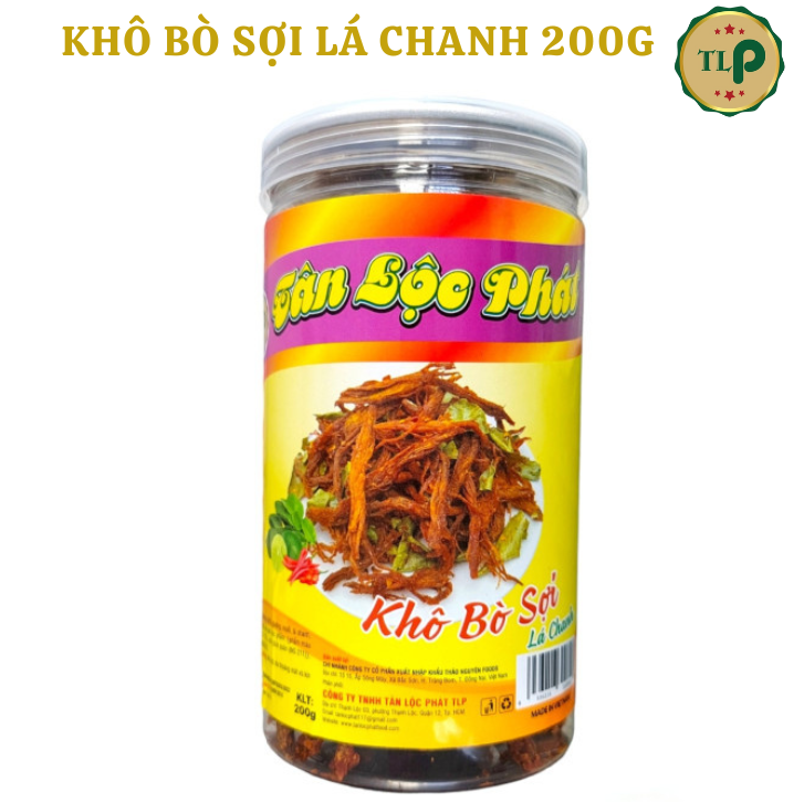 KHÔ BÒ SỢI LÁ CHANH TÂN LỘC PHÁT - HŨ 200G