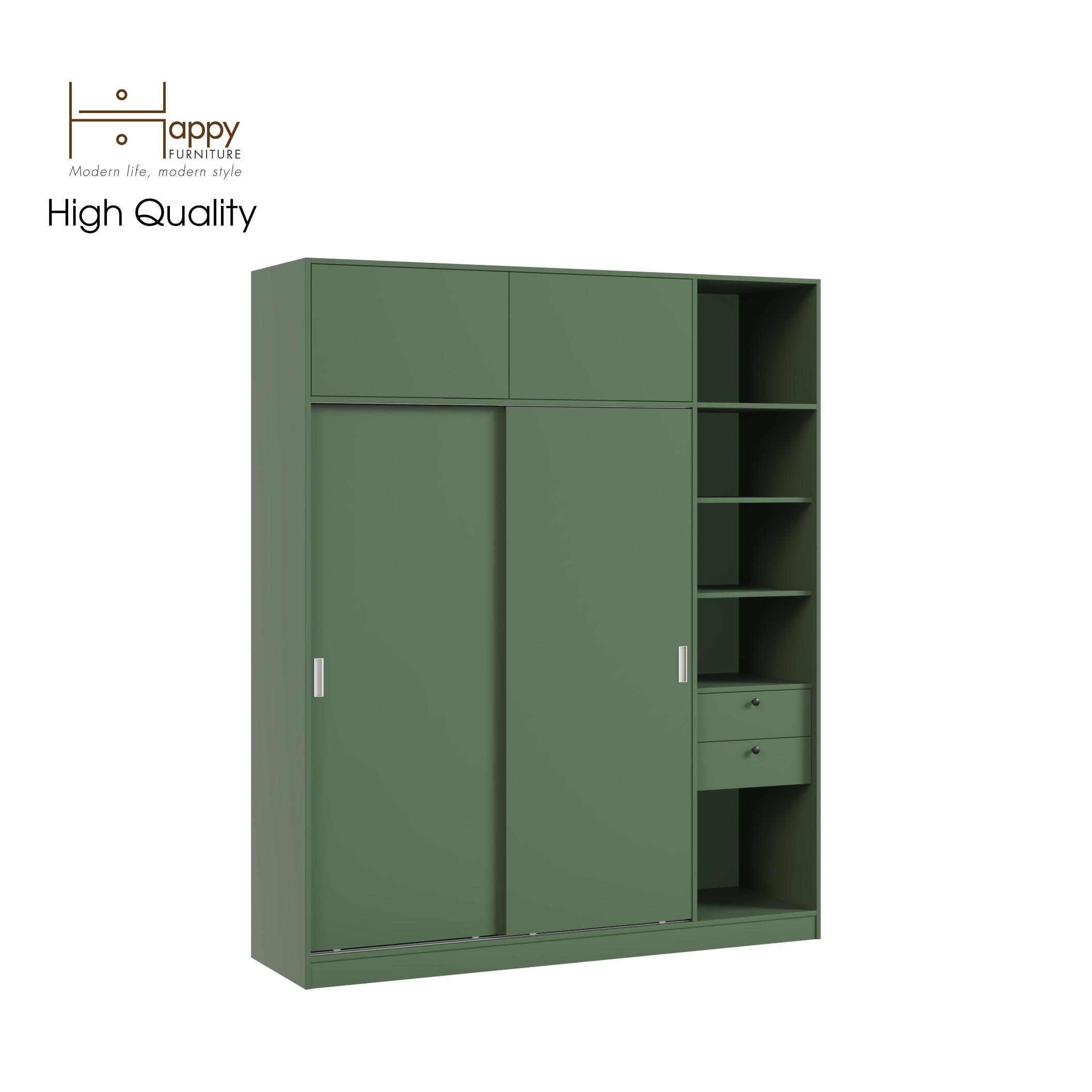 [Happy Home Furniture] ELEGANT, Tủ quần áo cửa lùa 1m8x2m2 , 180cm x 54cm x 220cm ( DxRxC), TCL_006
