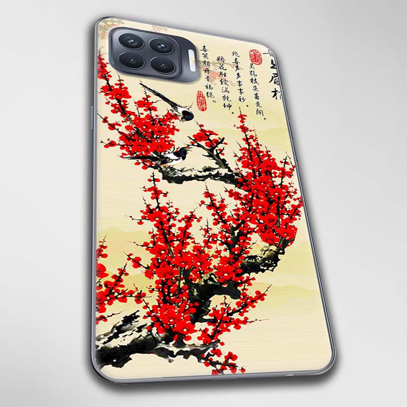 Ốp lưng dành cho Oppo A53, Oppo A93 mẫu Cành đào đỏ