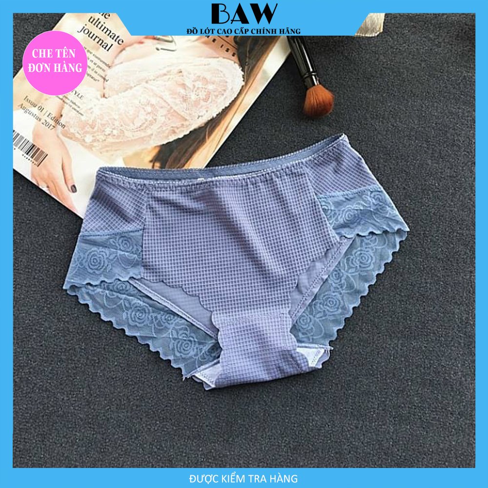 Bộ 5 Quần Lót Nữ vải su viền ren mềm mại xuyên thấu gợi cảm 5 màu lựa chọn Onesize 40-60kg thương hiệu BAW NT102