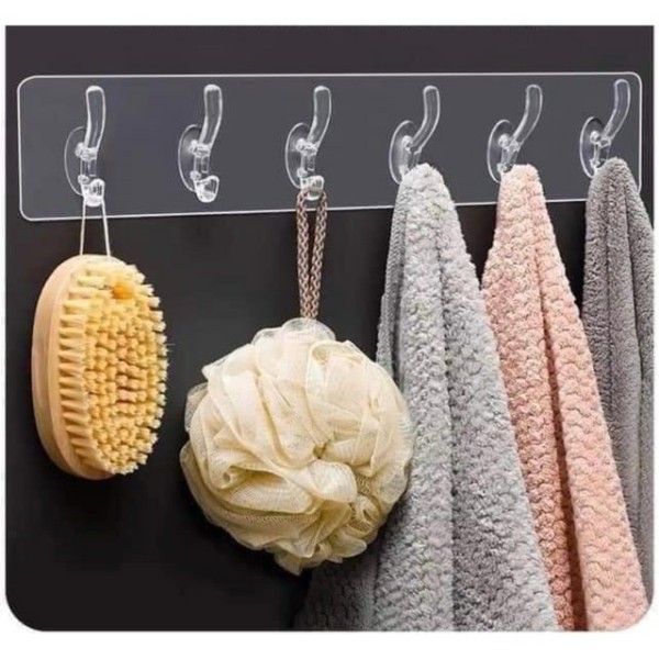 Móc Dán Tường Trong Suốt 6 Nhánh Treo Dính Siêu Chắc Tiện Lợi Chất Lượng Cao