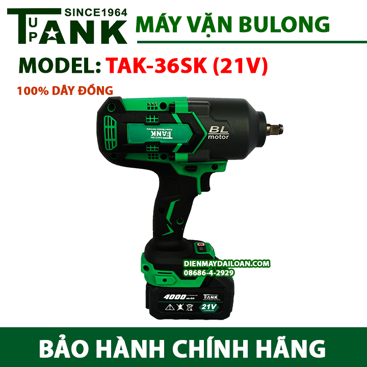 Máy siết bulong tank TAK-36SK hàng khủng thân to pin siêu trâu khẩu 1/2 21V