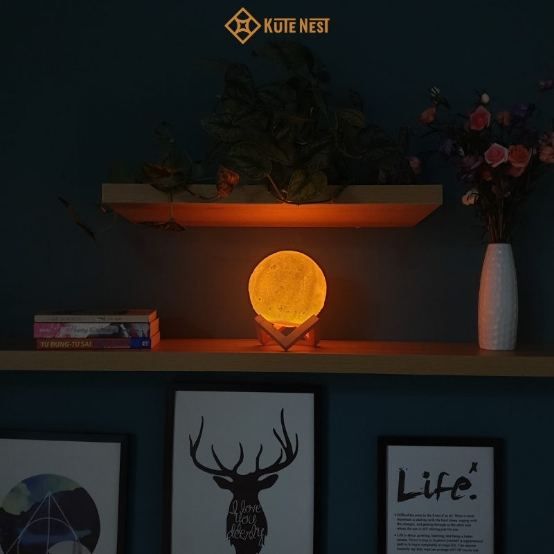 Đèn LED mặt trăng 3D - 3 màu đèn tùy chỉnh độ sáng - ĐK 15 cm