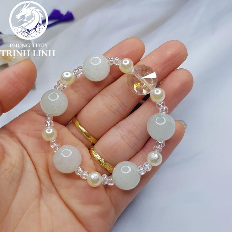 VÒNG CHUỖI PHA LÊ TRÒN MIX HẠT TRẮNG ĐỤC SIZE 12LY