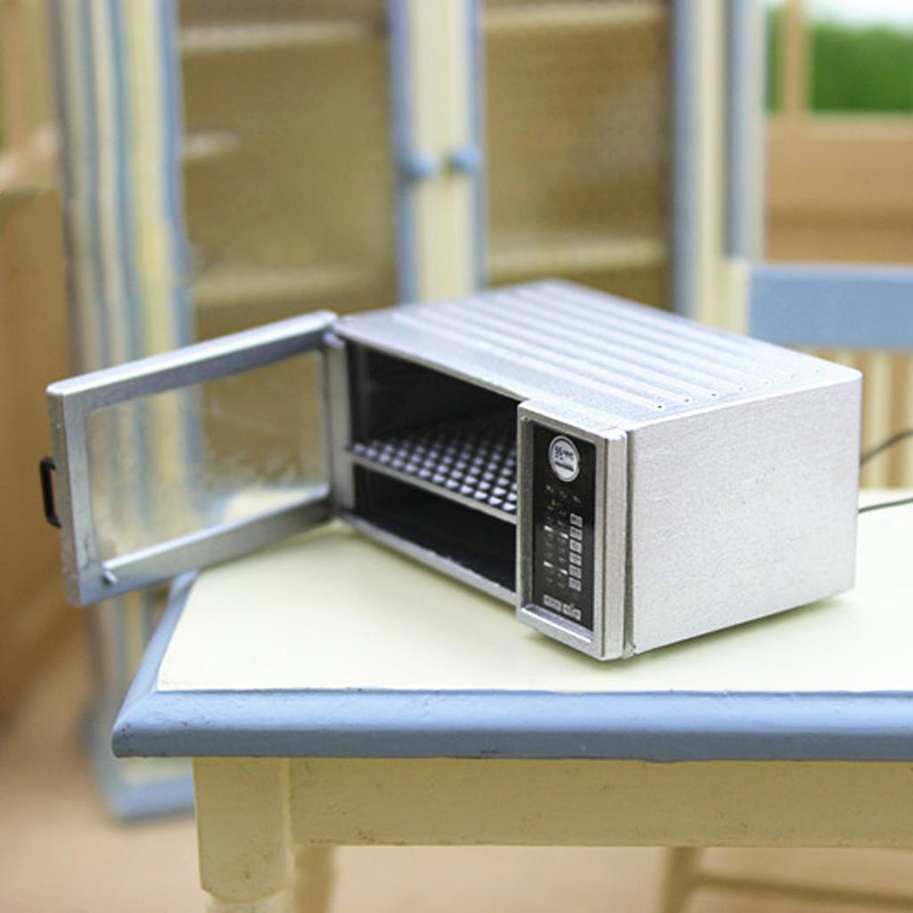 1/12 Nhà Búp Bê Thu Nhỏ Đồ Nội Thất Vi Sóng Họ Đồ Gia Dụng Nhà Bếp