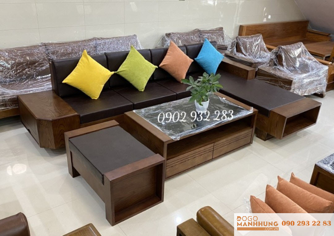 Bộ bàn ghế sofa phòng khách hiện đại gỗ sồi MS001