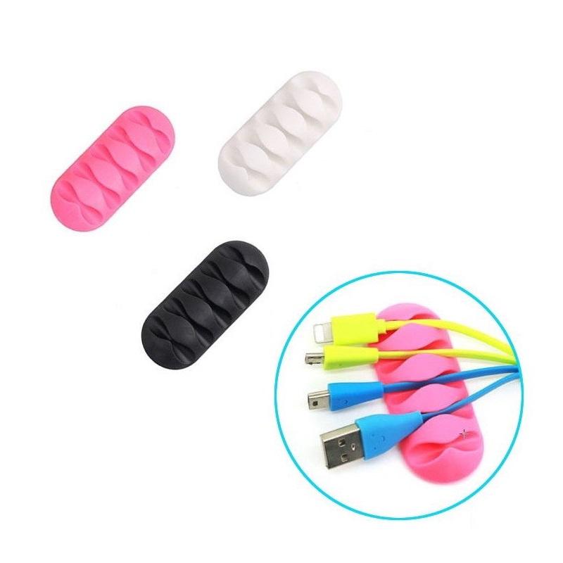 Kẹp Silicon 5 Lỗ Dán Cố Định Dây Cáp Sạc, Dây Điện, Tai Nghe Sắp Xếp Gọn Gàng Cho Bàn Làm Việc - TakyHome 5679