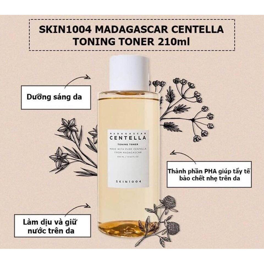 Nước Hoa Hồng Skin1004 Rau Má Dịu Nhẹ Cho Da Nhạy Cảm Madagascar Centella Toner 210ml Tặng kèm Nơ BERAV Handmade Annie Ribbon