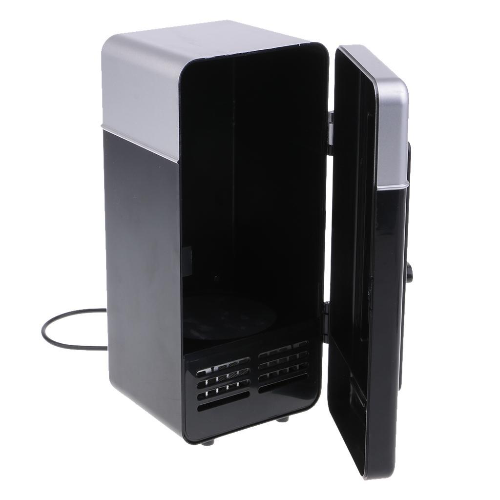 Durable Mini USB Fridge Heat And Cool  Freezer  LED Light Blk