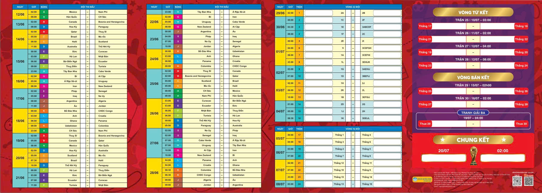 (Bản gấp gọn) LỊCH THI ĐẤU BÓNG ĐÁ WORLD CUP 2026 – ndbooks