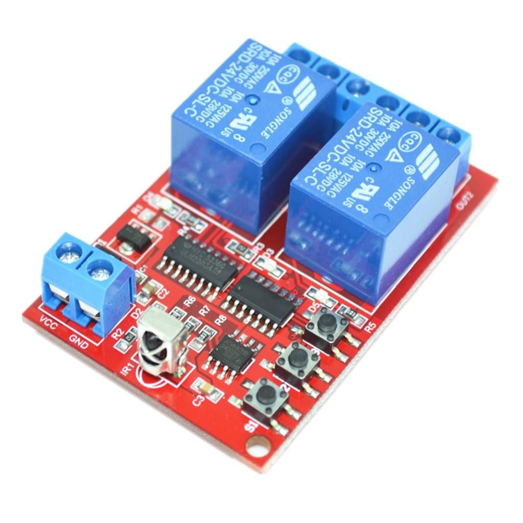 2 Channel 24V Wireless Infrared Relay Switch Receiver + Black Switch