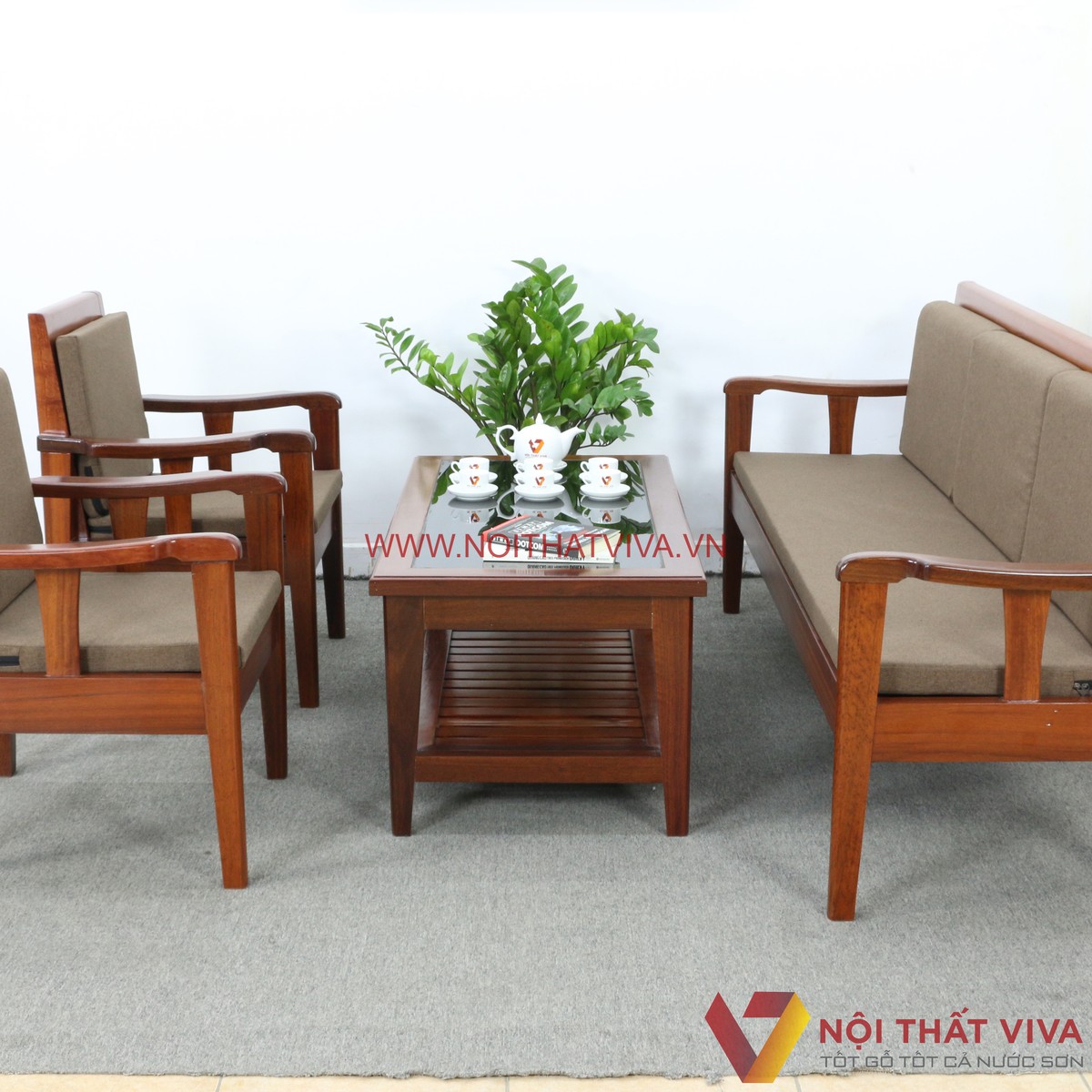 Bộ Bàn Ghế Sofa Gỗ Căm Xe Kiểu Truyền Thống Có Nệm Đẹp Giá Tốt