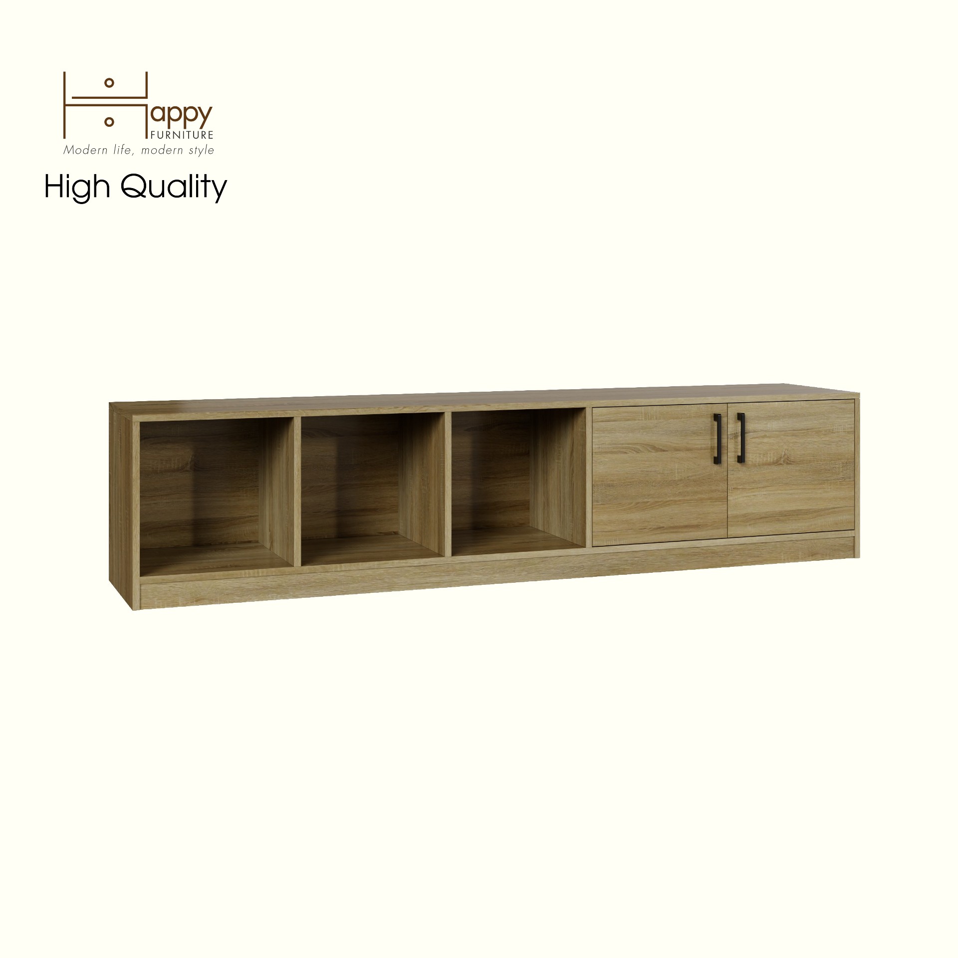 HAPPY FURNITURE , HEINEE - Kệ TV 2 cửa mở, KTV_069 , 200cm x 40cm x 46cm DxRxC, sản phẩm phổ thông