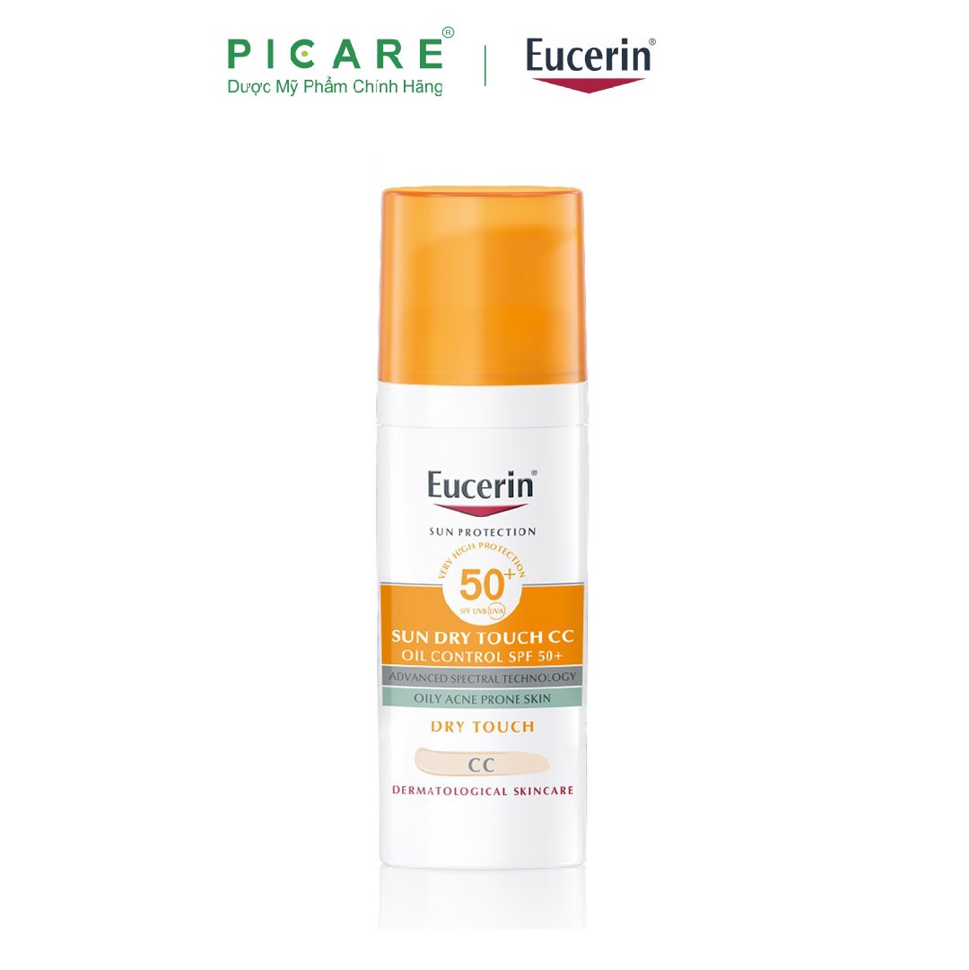 Kem Chống Nắng Trang Điểm Kiểm Soát Nhờn Cho Da Nhờn Mụn Eucerin Sun Dry Touch CC Oil Control SPF50+ 50ml