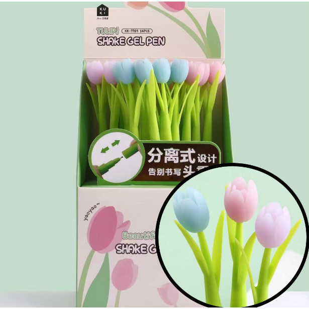 Bút gel nước hình hoa Tulip nhựa dẻo, màu đẹp, chất liệu cao cấp