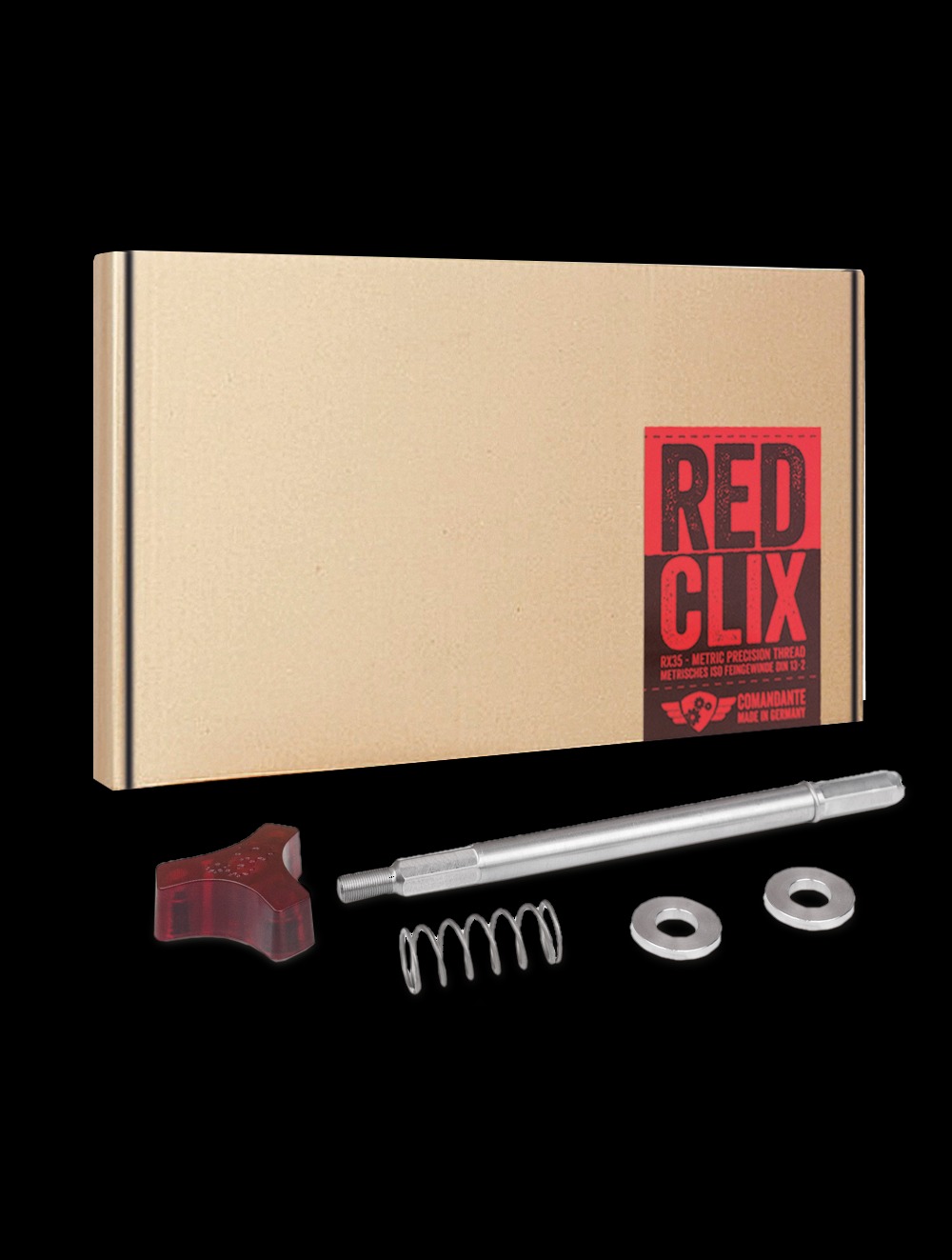 Trục bằng thép Comandante Red Clix RX 35