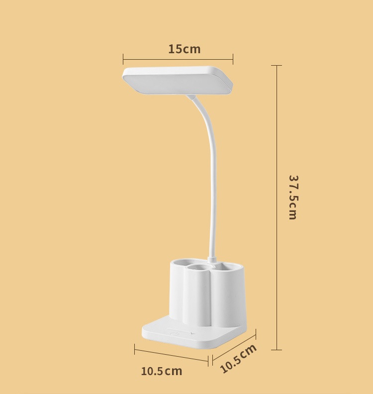 Đèn led để bàn học tích điện có kệ đựng bút, điện thoại với 3 chế độ sáng bảo vệ mắt chống cận thị