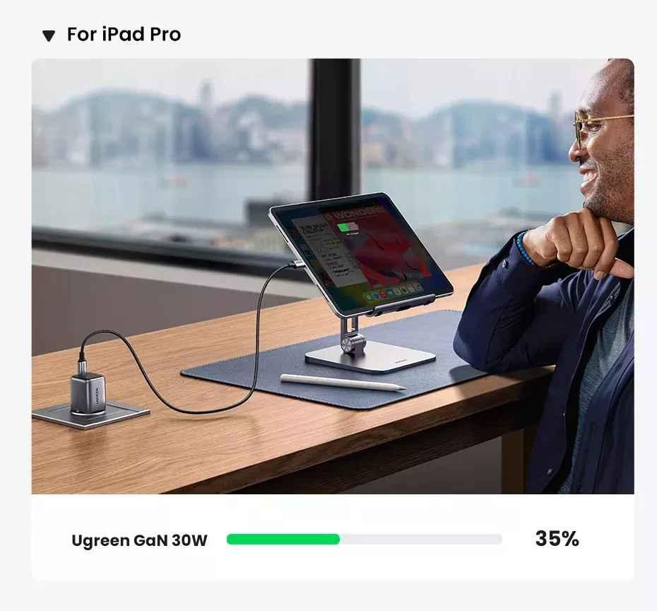Ugreen UG15329CD319TK 30W Bộ sạc nhanh Nexode GaN USB Type-C PD3.0 qc4.0 Màu Trắng chuẩn cắm US - HÀNG CHÍNH HÃNG
