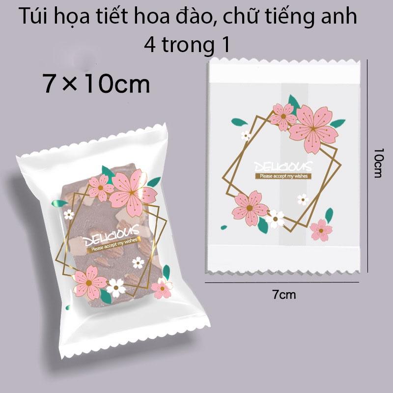 Túi đựng bánh kẹo, trà 7x10 hàn nhiệt hoạ tiết Chữ Tiếng Anh 4 in 1 - VUA BAO BÌ