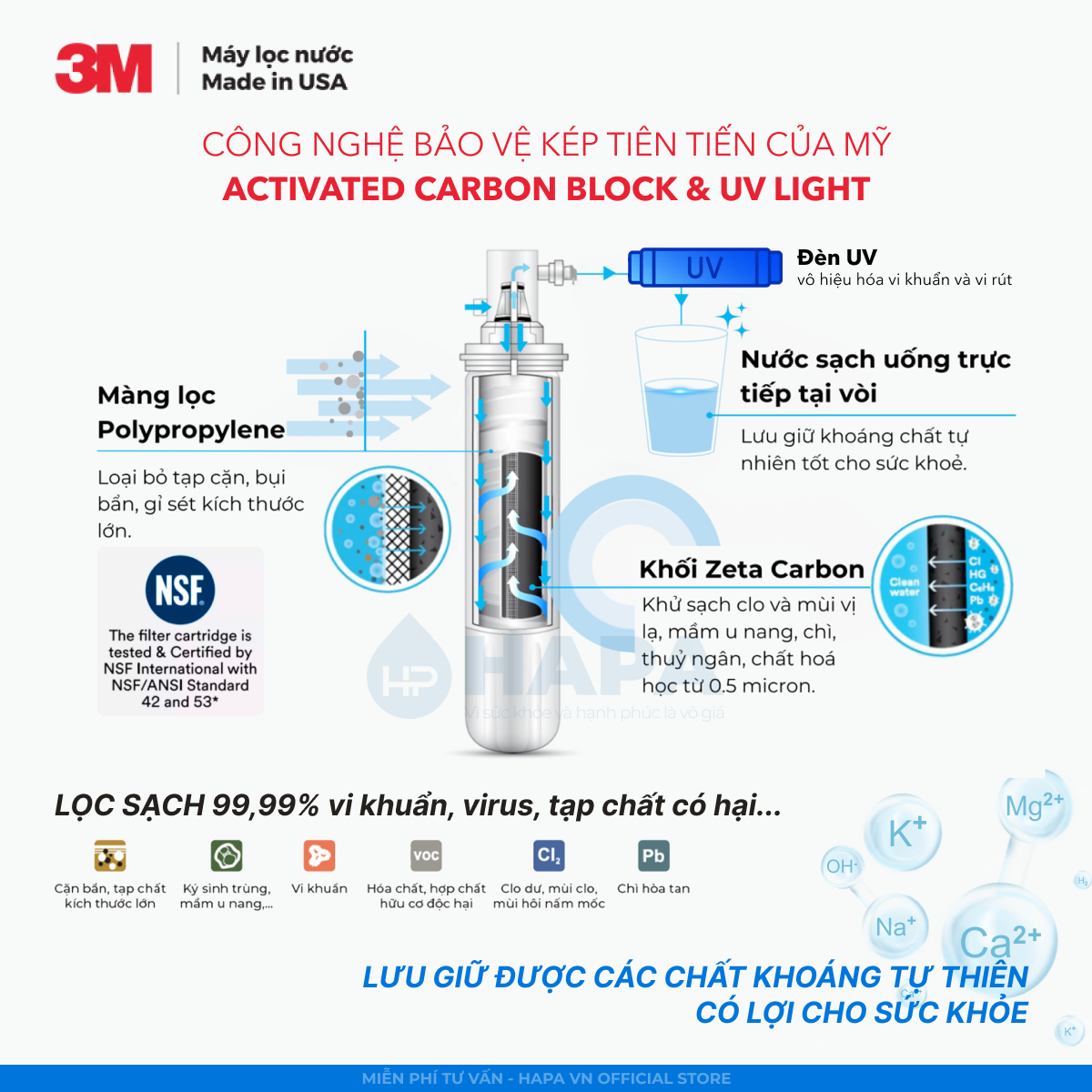 Máy Lọc Nước Nóng Lạnh Để Bàn 3M HCD-2 Cao Cấp, Công Nghệ Bảo Vệ Kép 3M Với Đèn UV, Nhập Khẩu Mỹ - Hàng Chính Hãng 3M