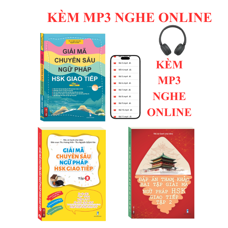 Sách - Combo Giải mã chuyên sâu ngữ pháp HSK giao tiếp tập 1 tâp 2  Đap an giải mã chuyên sâu ngữ pháp HSK giao tiếp tâp 2 DVD tai liêu