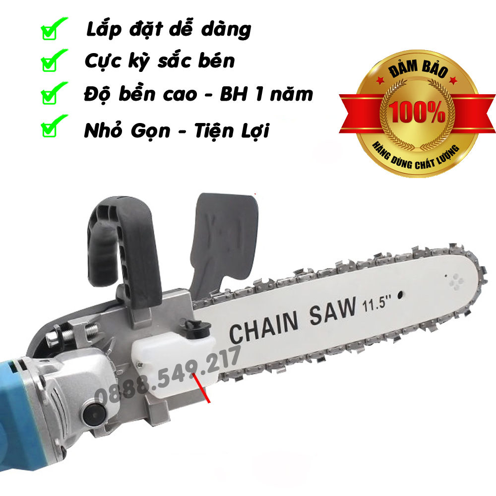 Bộ Cưa Xích Gắn Máy Mài Máy Cắt Cầm Tay Chuyển Đổi Thành Máy Cưa Xích Tặng Kèm Dây Xích Dự Phòng Siêu Tiện Lợi