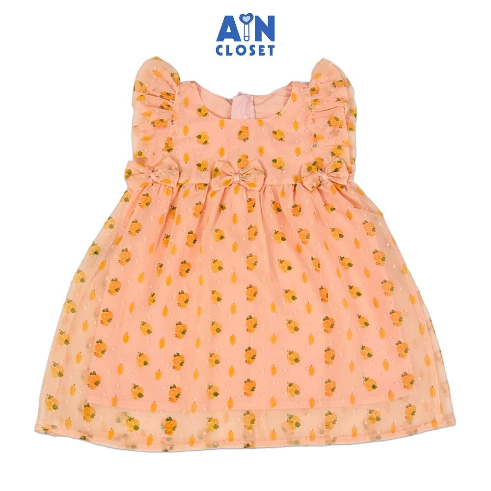 Đầm bé gái họa tiết Quả Cam Voan hạt - AICDBGMSKP89 - AIN Closet