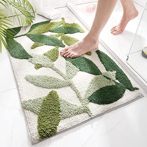 Thảm phòng tắm thảm chống trượt, thảm phòng tắm thấm nước bền với thảm phòng tắm chống trượt, dùng cho sàn nhà tắm, có thể giặt bằng máy, thảm cửa mềm mại và thoải mái, màu xanh lá cây