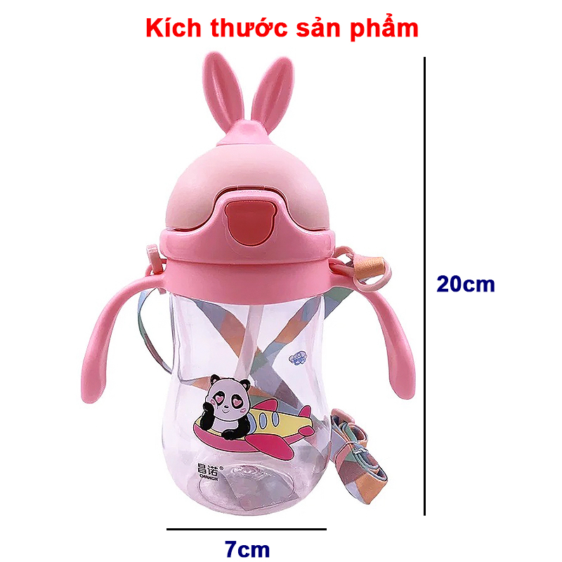 Bình nước cho bé 1-5 tuổi hình thú vui nhộn Baby-S, Bình uống nước cho bé có tay cầm tiện lợi – SBN008