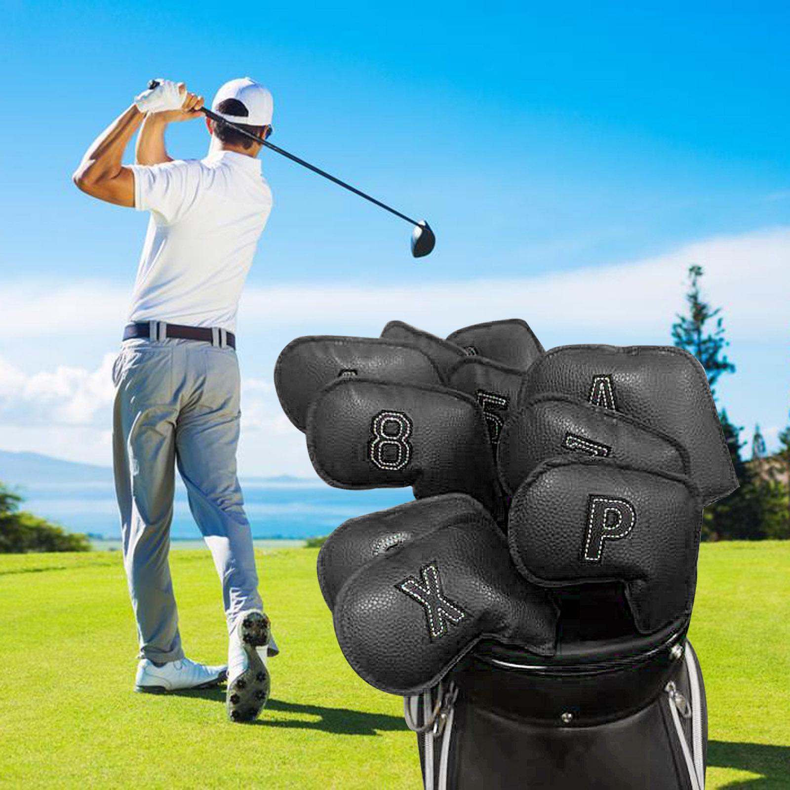 10Pack Golf Iron Headcover, 4-9,P,S,A,x Club Head Cover for All Black